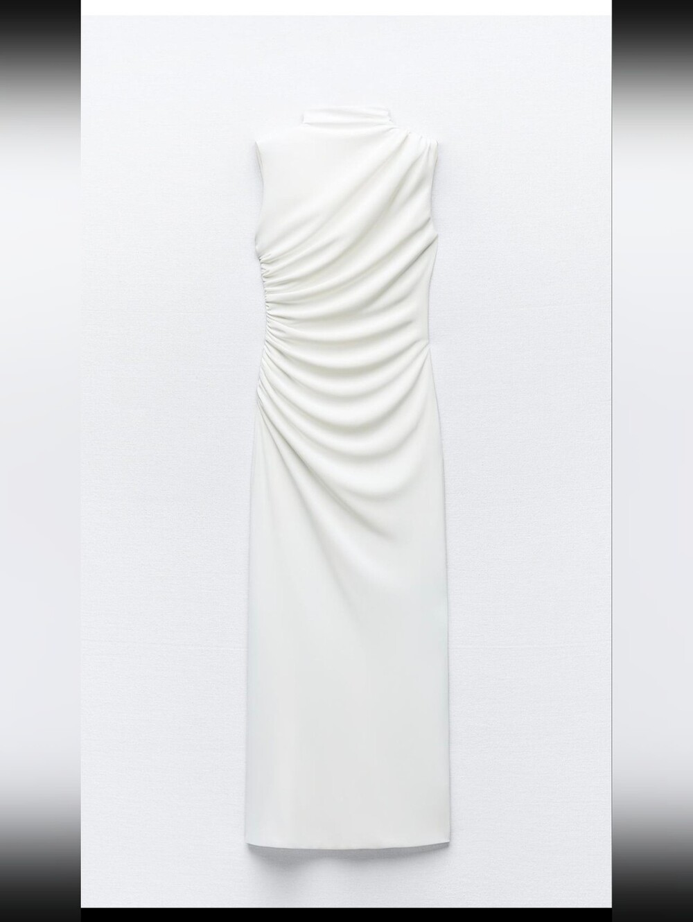 Zara White Draped Midi Dress